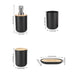 4-piece Bamboo-Accent Bathroom Set — Dispenser, Toothbrush Holder, Tumbler & Soap Dish