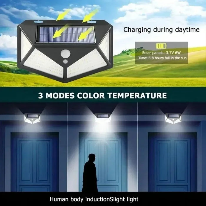 Luz LED Solar - Holofote Multifuncional Alimentado por Luz Solar, À Prova de Água, Com Sensor de Movimento - Ideal para Decoração de Jardins ao Ar Livre