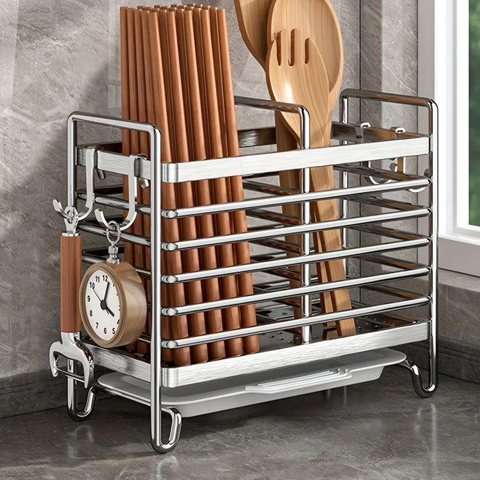 No-Drill Stainless Steel Wall Utensil Holder — Space-Saving Kitchen Organiser