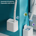 Disposable Toilet Brush Kit — Long Handle & Wall‑Mount Holder