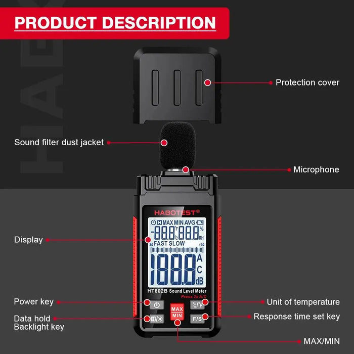 Digital Handheld Sound Level Meter HT602A / HT602B — 30–130 dB Mini Decibel Meter