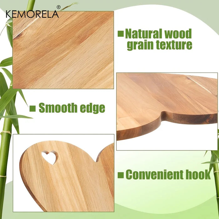 Heart-Shaped Acacia Wood Cutting Board – Bread & Cheese Platter (1 or 2 pcs)