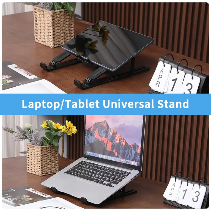 Foldable Laptop Cooling Stand with Single Fan - Portable Elevated Notebook Holder