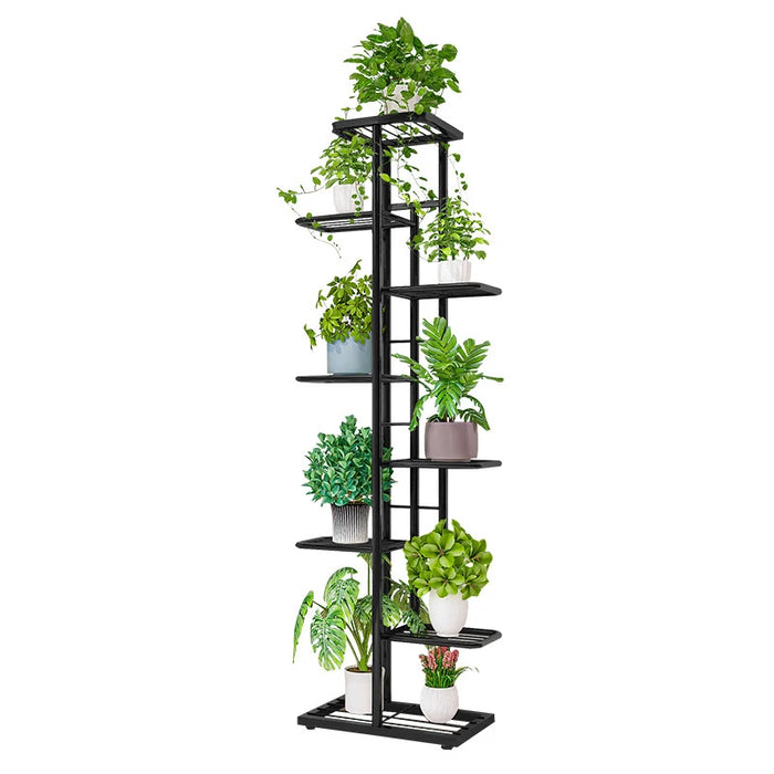 Metal Plant Stand — 4/6/8-Tier Flower Pot Rack, White or Dark Grey