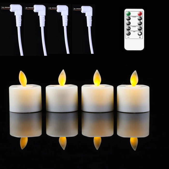 Rechargeable Moving Flame Tealight Candles - Remote & USB (1/2/3/4 pcs)