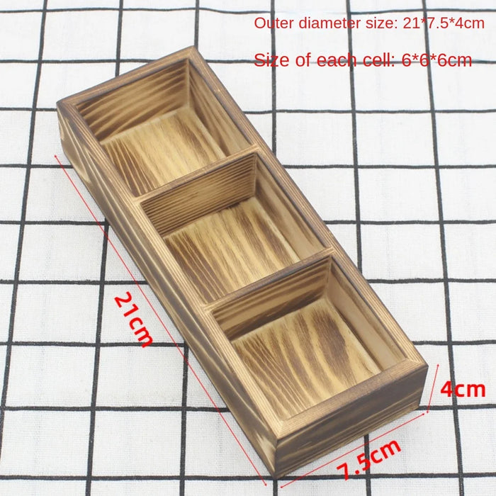 Solid Wood Retro Tea Bag Holder — Multi-Compartment Desktop Storage (White/Brown)
