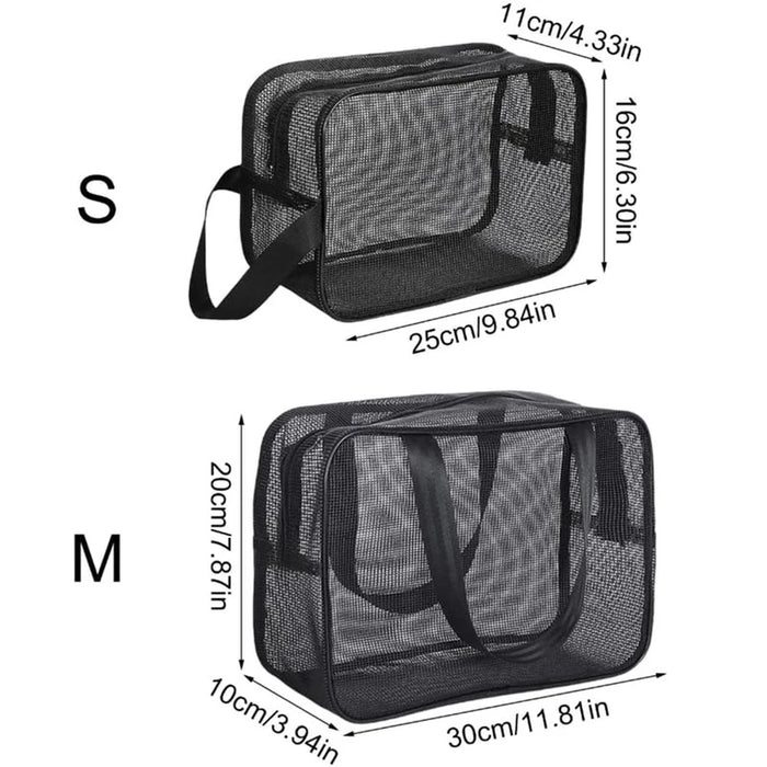 Dual‑Zip Mesh Toiletries Bag — Shower Caddy, Large Capacity (S & M)