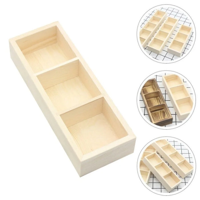 Solid Wood Retro Tea Bag Holder — Multi-Compartment Desktop Storage (White/Brown)