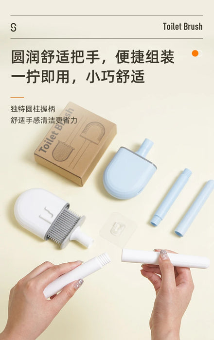 Silicone Toilet Brush with Quick‑Dry Base, Flexible Flat Head and Non‑Slip Handle
