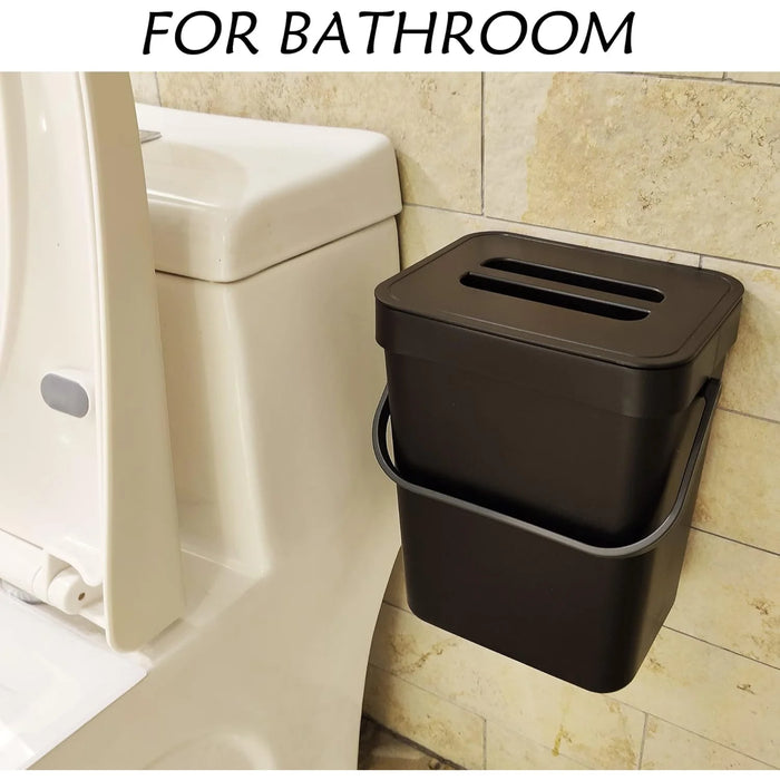 Countertop Compost Bin with Lid – Hanging or Freestanding Kitchen & Bathroom Bin (3L/5L)