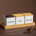 Set of 3 Metal Canisters with Bamboo Lids — 500ml (Coffee, Tea, Sugar)