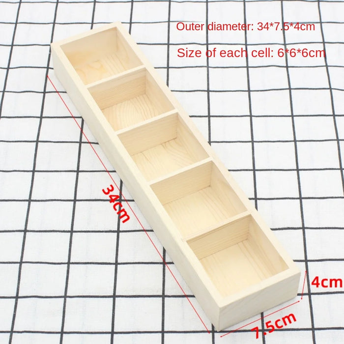 Solid Wood Retro Tea Bag Holder — Multi-Compartment Desktop Storage (White/Brown)