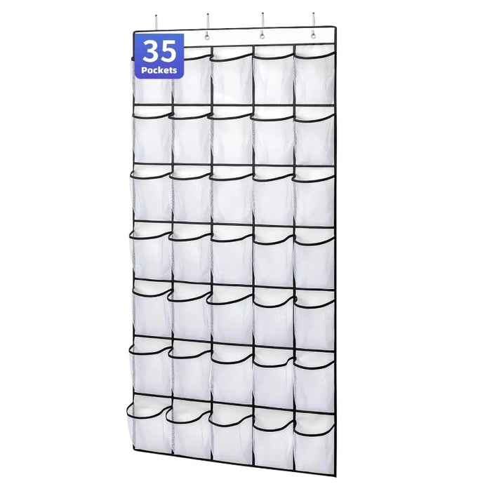 35-Pocket Over-the-Door Shoe Organiser – Breathable Mesh Hanging Storage