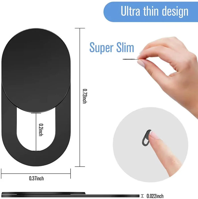 3pc Black Plastic Webcam Cover — Slide Shutter Privacy Shield for Phone, Laptop, Desktop