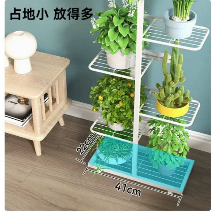 4-Tier Metal Plant Pot Rack – White Flower Stand & Storage Shelf