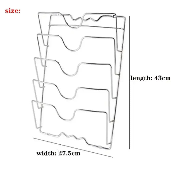 Wall-Mounted Pot Lid Rack — 5-Layer Stainless Steel Kitchen Organizer