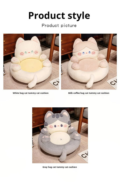 Tatami Floor Cushion with Backrest — 50×50cm Faux Rabbit Fur Lazy Seat (Grey/Pink)