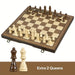 39.3cm (15.47in) Folding Wooden Chess Set with 2 Extra Queens — Portable Tournament Board