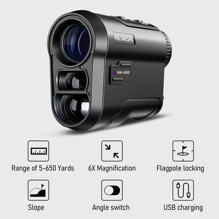 Rechargeable Golf Laser Rangefinder — 6x/6.5x Magnification, 5–600/1000 m, Type‑C