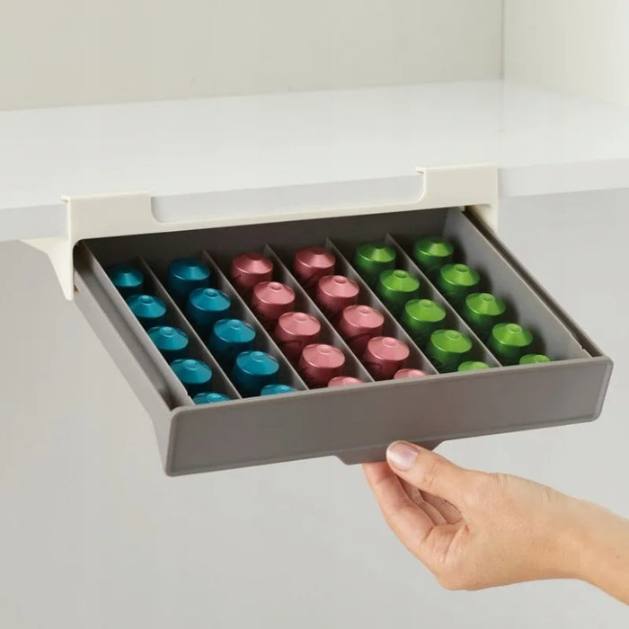 Coffee Capsule & Tea-Bag Drawer Organiser — No-Punch Space-Saving Storage