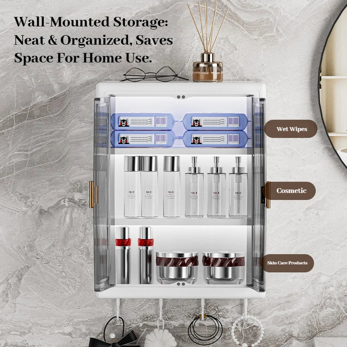 Modern Grey Wall-Mounted Bathroom Cabinet — PVC Vanity (Under 60cm)