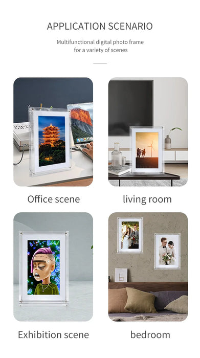Acrylic Digital Photo Frame 5/7-inch — IPS Screen, 4GB, 1000mAh, Auto-Rotate