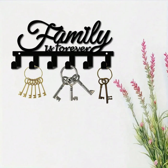 Black Iron 'Family' Wall Key Holder — Wall-Mounted Hook & Hat Rack