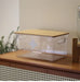 Reusable Plastic Medicine Box with Bamboo-style Cover — Black, Solid-colour
