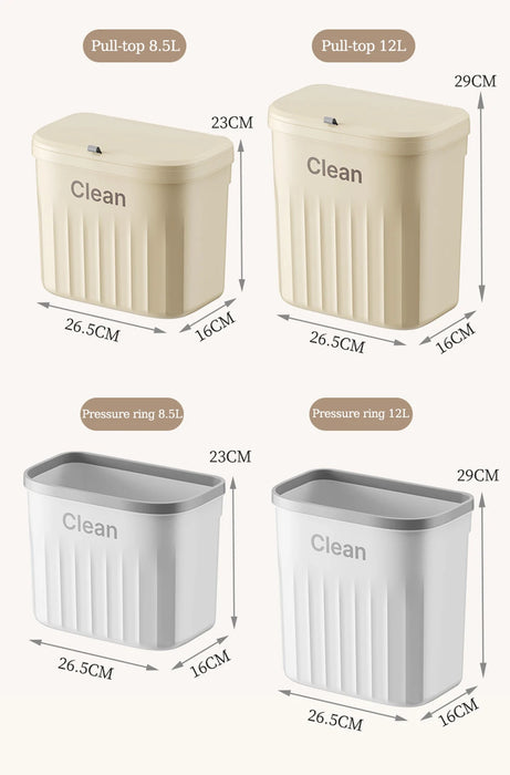 Hanging Bin for Cabinet Door – 8.5 L or 12 L, Wall‑Mounted with Lid