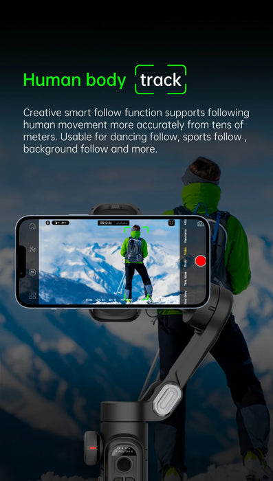 3-Axis Handheld Gimbal Stabiliser SmartXE — AI Face Tracking for iPhone & Android