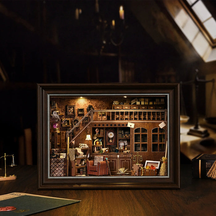 Secret Attic Book Nook Kit — 3D Wooden DIY Bookend with Light Effect