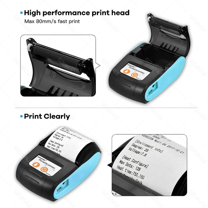 58mm Mini Thermal Receipt Printer – Bluetooth & USB, Mobile POS for Android/iOS/Windows