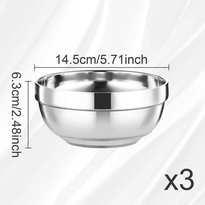 14.5cm Stainless Steel Bowl – Durable, Stackable for Mixing, Pickling, Salad & Fruit