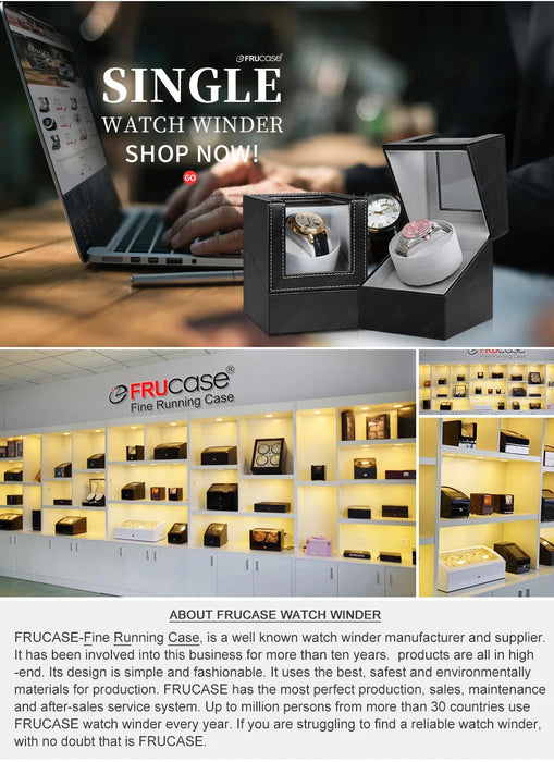 PU Watch Winder for Automatic Watches — 1 or 2 Watch Options, Two Rotation Modes