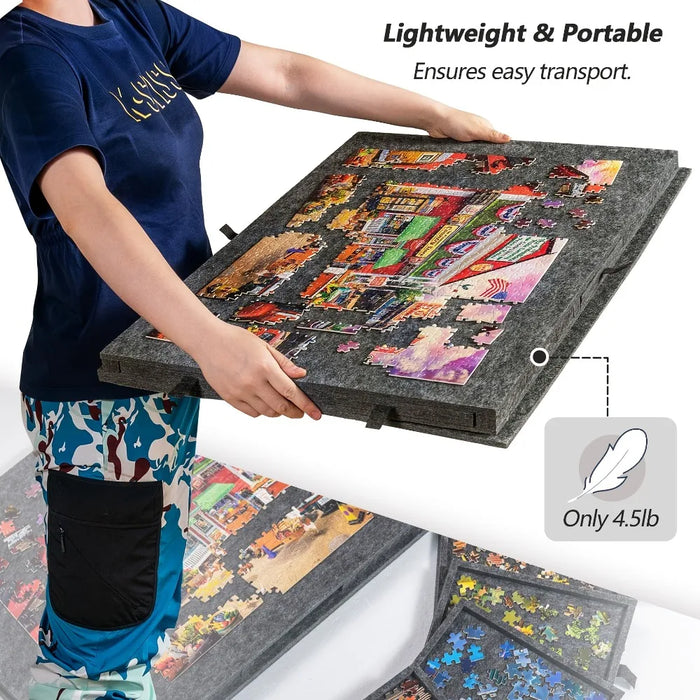 7-Piece Decorative Puzzle Board with 6-Drawer Felt Storage for 1000-Piece Puzzles