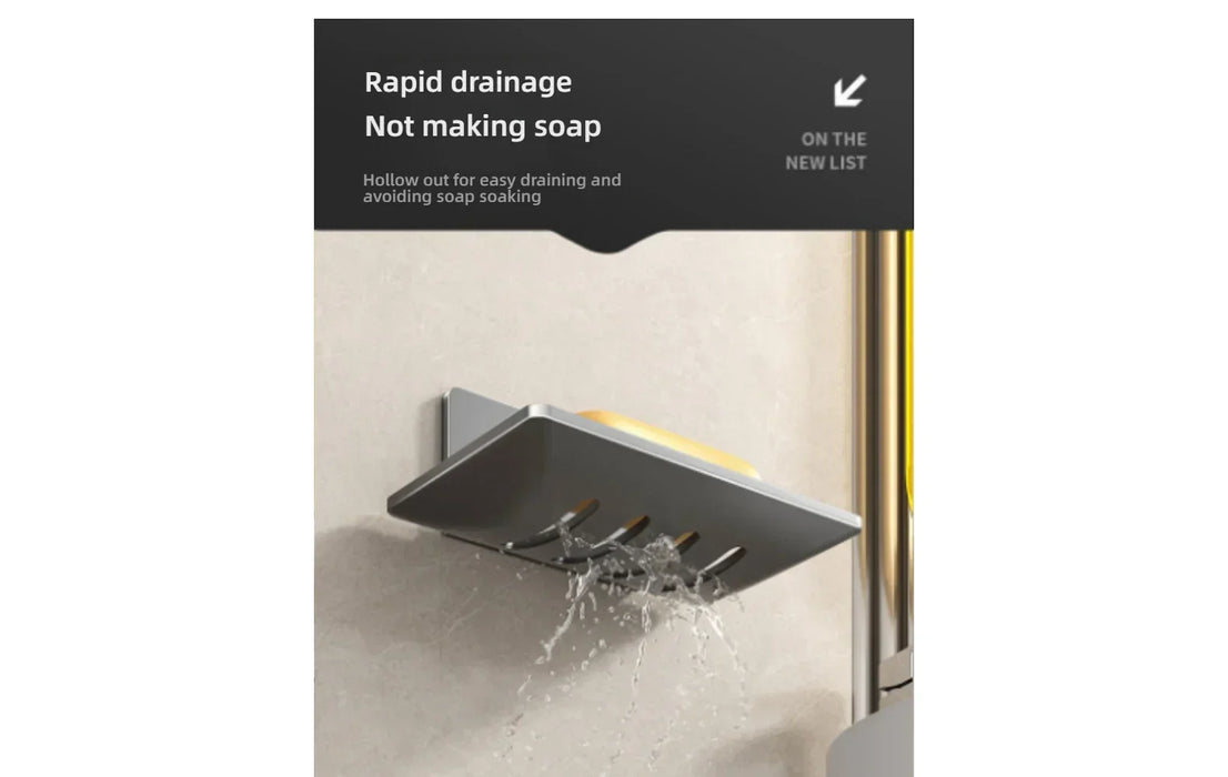 No-Drill Wall-Mounted Space Aluminium Soap Rack — Single or 3-Pack, Black/Grey/White