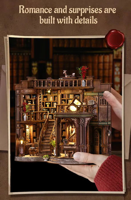 Retro Dreamy 3D Wooden Miniature House Kit — DIY Bookshelf Insert