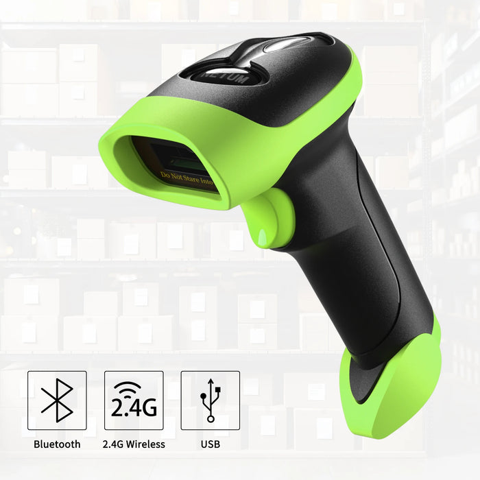 L8BL Wireless 2D Barcode Scanner — Bluetooth & 2.4GHz, USB Plug-and-Play