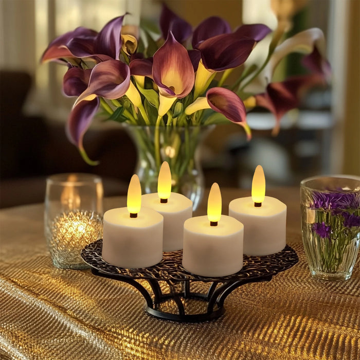 Rechargeable Flameless LED Tea Lights with Remote & Timer — 3D Flicker, 2700K