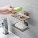 Self‑Adhesive Wall‑Mounted Soap Holder with Drain — Transparent & Colour Options