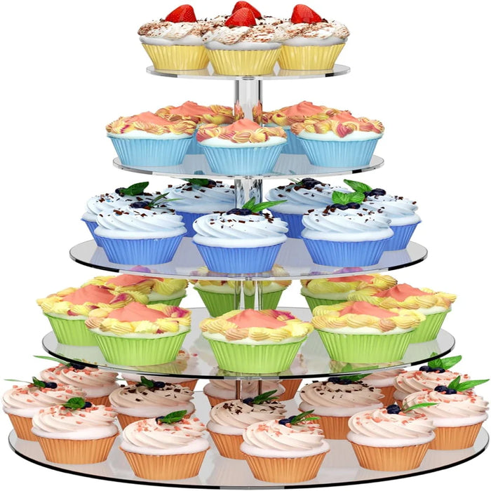 Clear Acrylic Round Cupcake Stand — 3/4/5 Tier Dessert Display