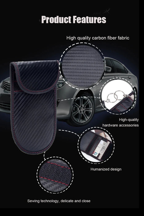 Faraday Pouch for Key Fob – Carbon Fibre Signal‑Blocking Anti‑Theft Protector