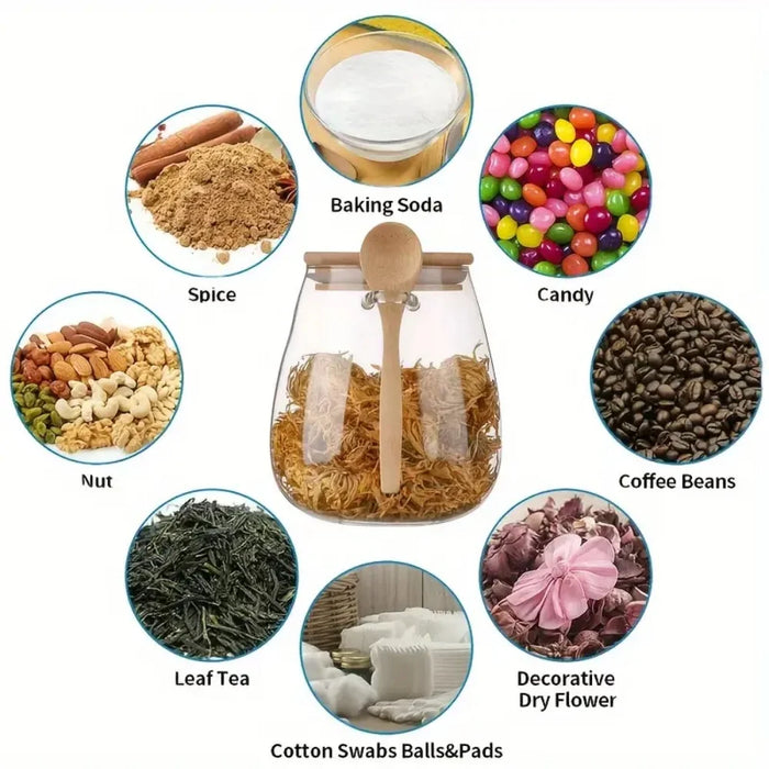 Airtight Glass Storage Jar with Bamboo Lid — 350 / 600 / 1000ml