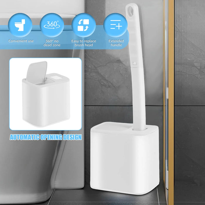 Disposable Toilet Brush Kit — Long Handle & Wall‑Mount Holder