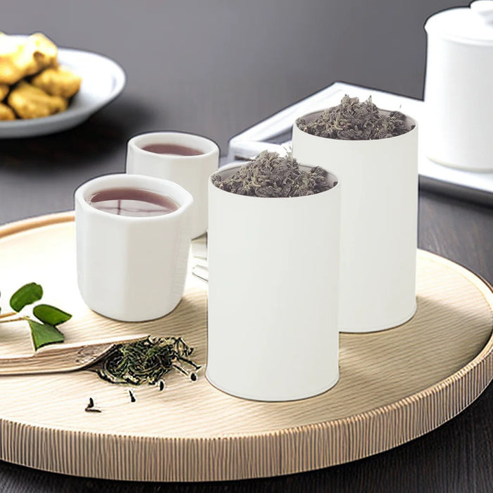 4-Piece Tinplate Storage Cans with Sealed Double Lids – For Loose Tea, Coffee & Spices