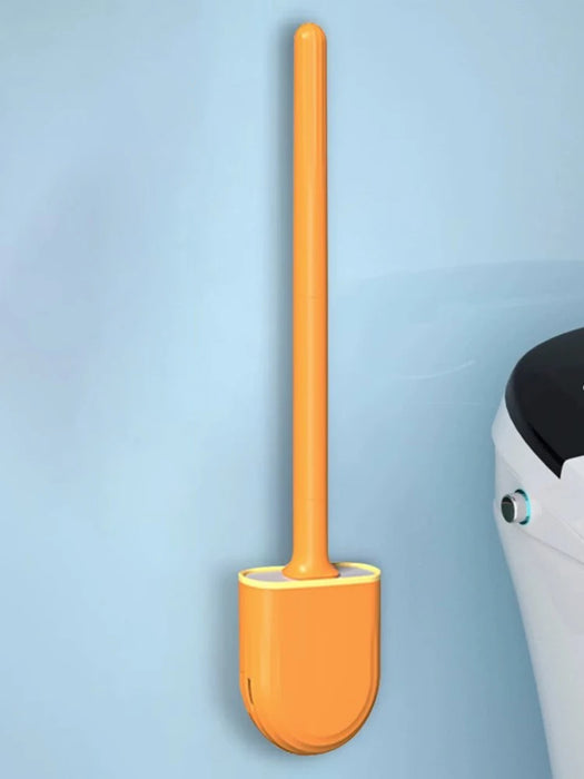 Wall-hanging Long-handle Toilet Brush with Silicone Head, 36×9×4 cm