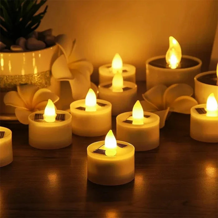 Solar Tea Light LED Candles – Rechargeable, Flameless, Waterproof for Garden & Home