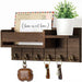 Wooden Wall-Mounted Key Rack & Mail Organiser — 6 Hooks