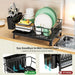 Rustproof Dish Drainer for Worktops with Removable Drain Board & Utensil Holder — Black