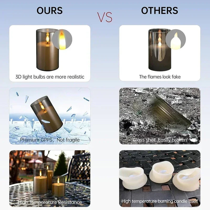 Acrylic Flameless Flickering Candles with Remote & Timer — Battery LED Pillars